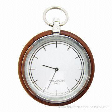 Pocket Watch with Alloy Case Inside, Red Sandalwood Face, Japanese Movement, Natural